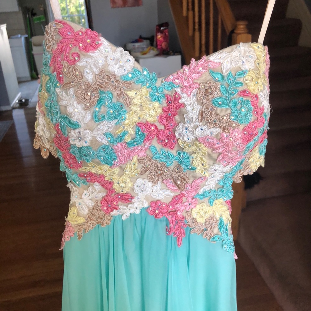 Turquoise floral prom dress!!!